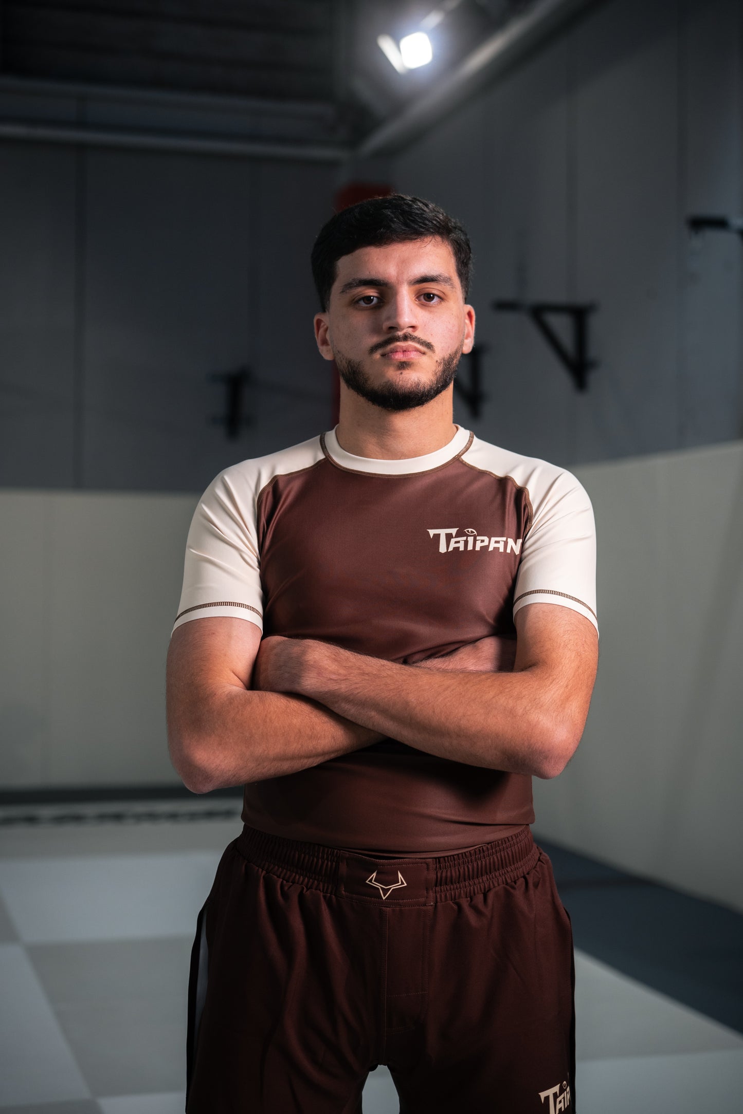 Taipan Fight Shorts - High Split Pants - Brown/Beige